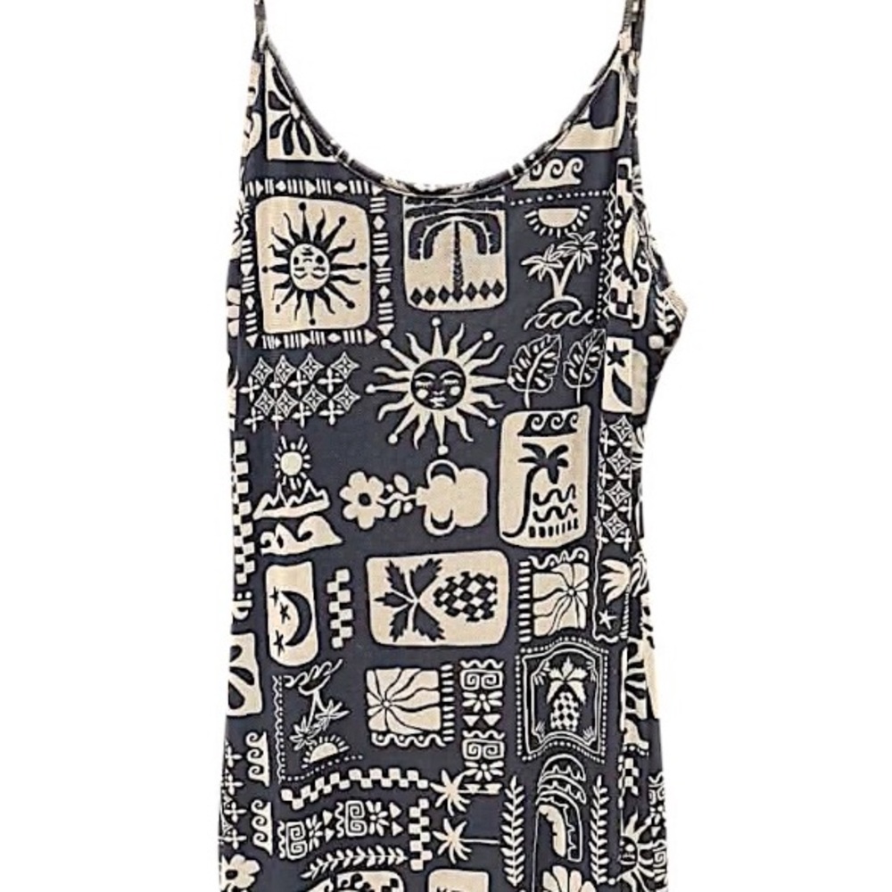 See You Monday Black and Cream Maxi Dress LARGE pit to pit 15in length 52in - Picture 4 of 7
